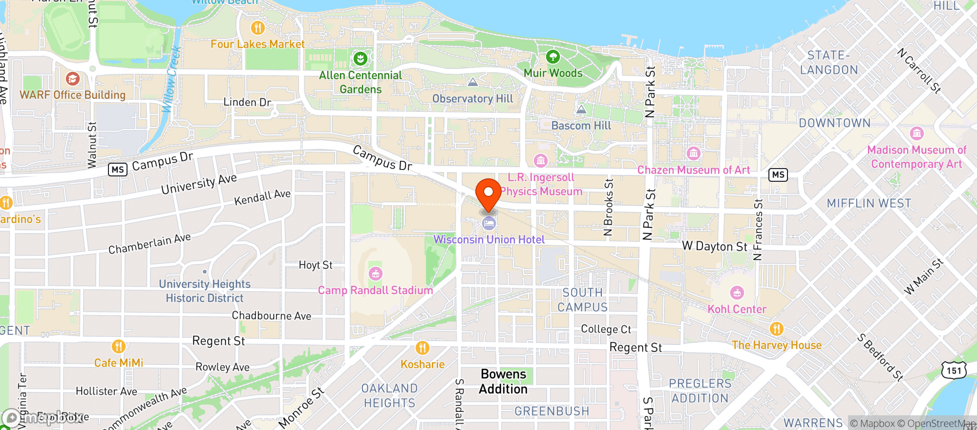 Map showing Union South