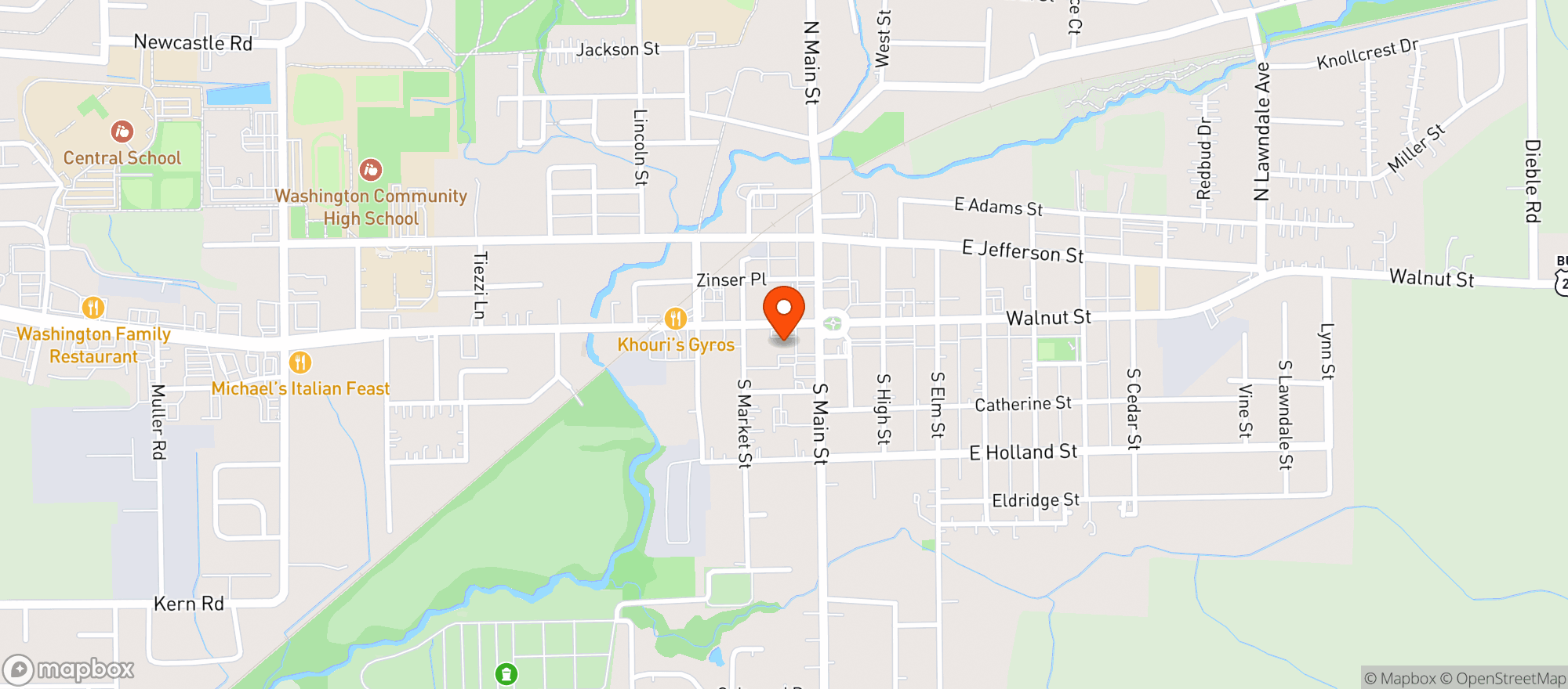 Map showing Lindy s Downtown Market