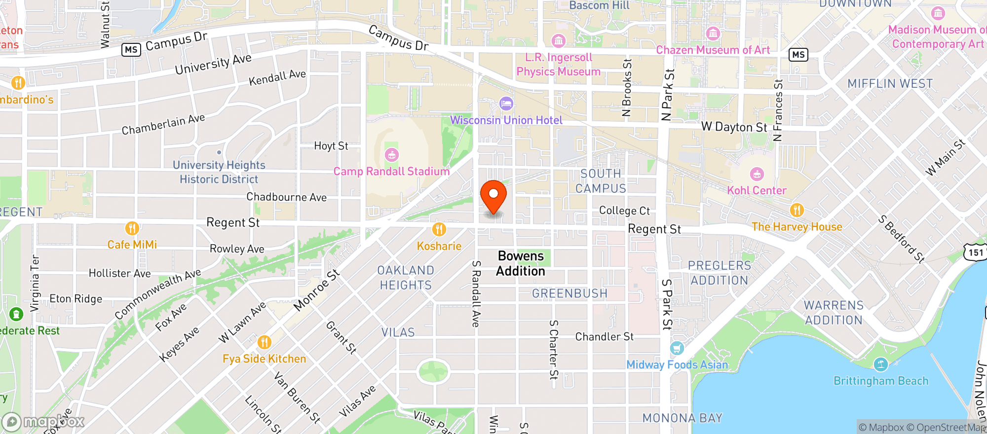 Map showing Jordans Big Ten Pub