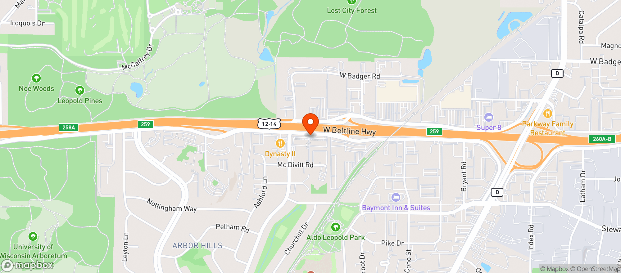 Map showing Bonfyre Grille