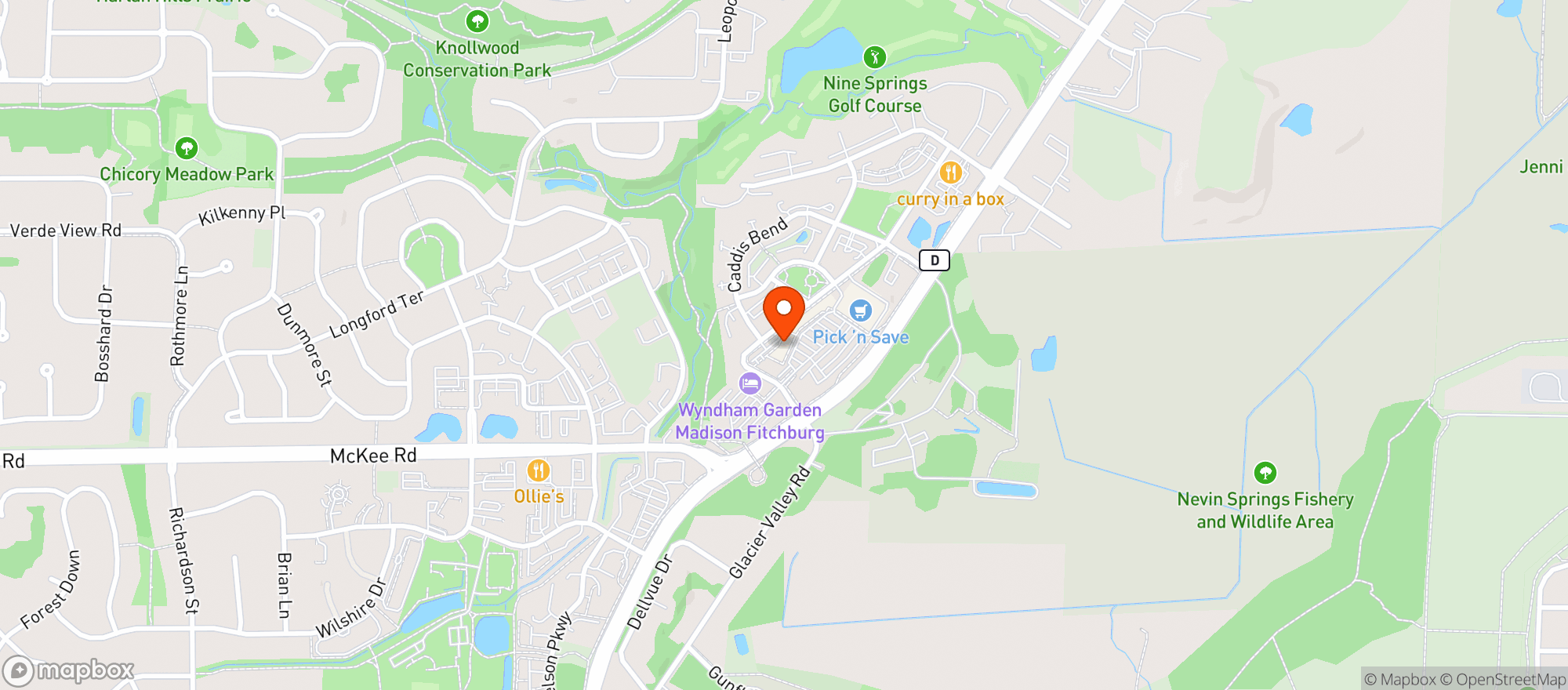 Map showing Great Dane Fitchburg