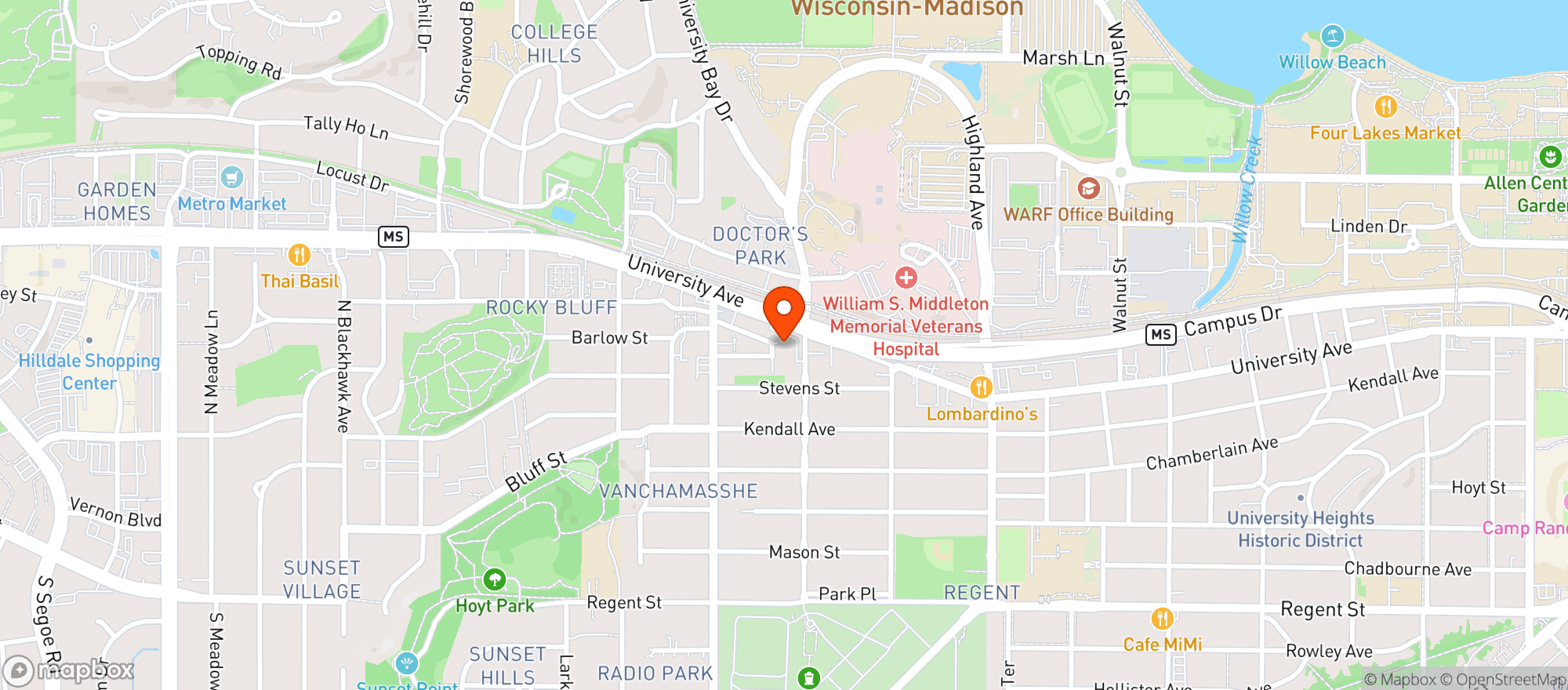 Map showing Turning Leaf - Madison West