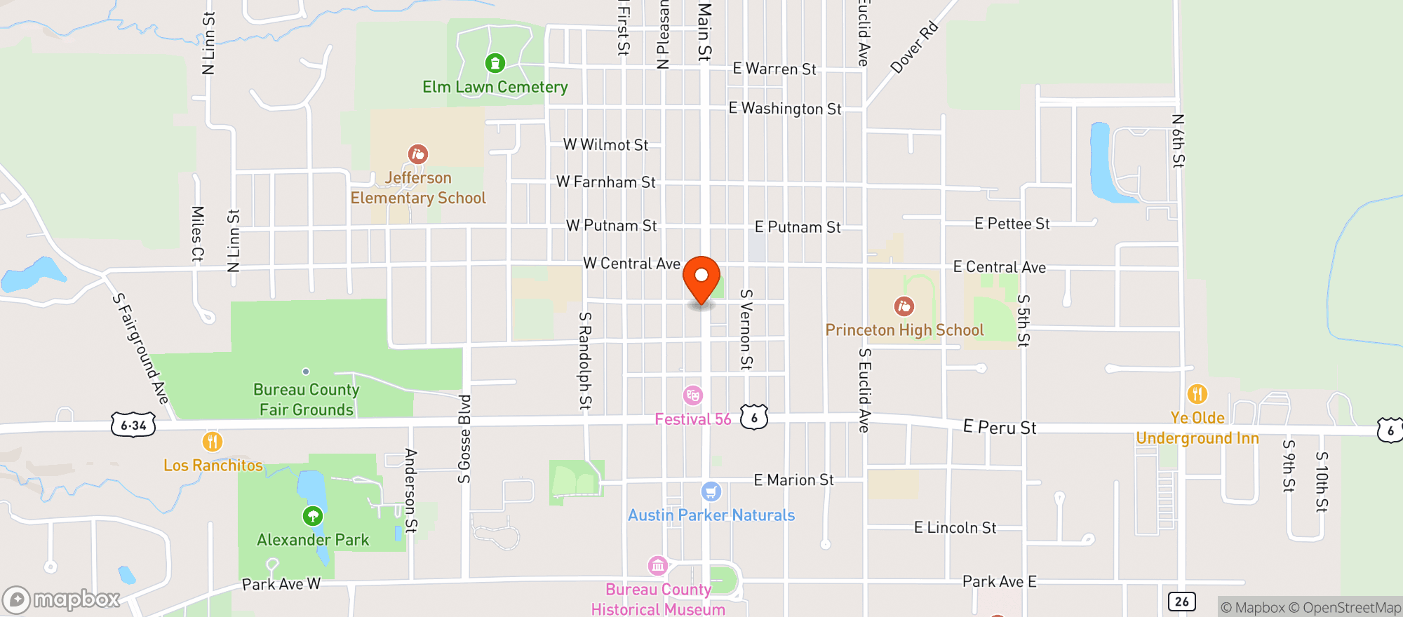 Map showing Princeton Liquor Wine & Spirits