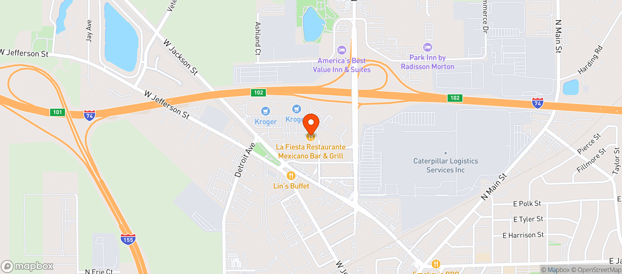 Map showing La Fiesta Mexican Restaurant