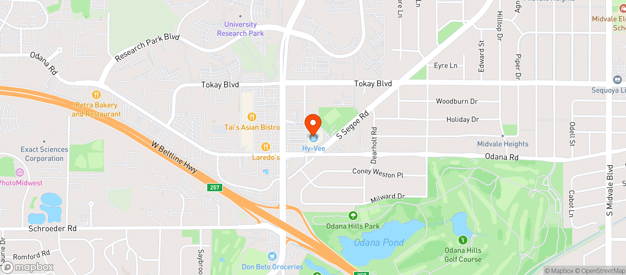 Map showing Hy-Vee Liquor-Madison #2