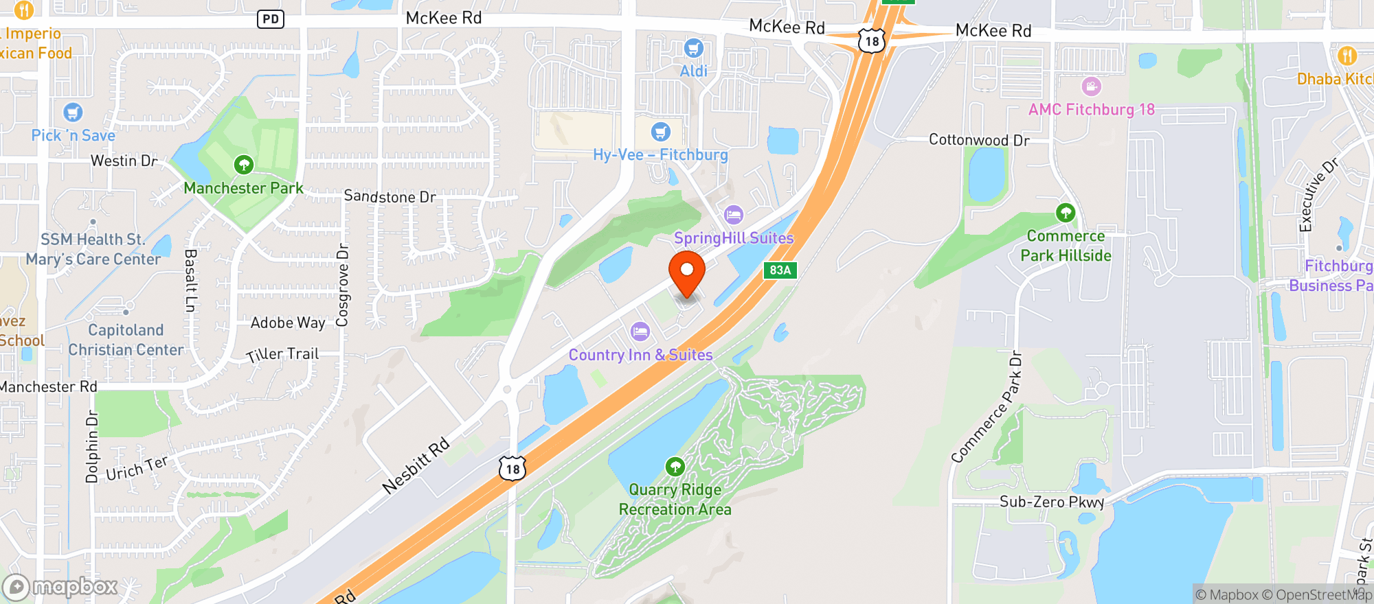 Map showing Quiveys Restaurant & Bar