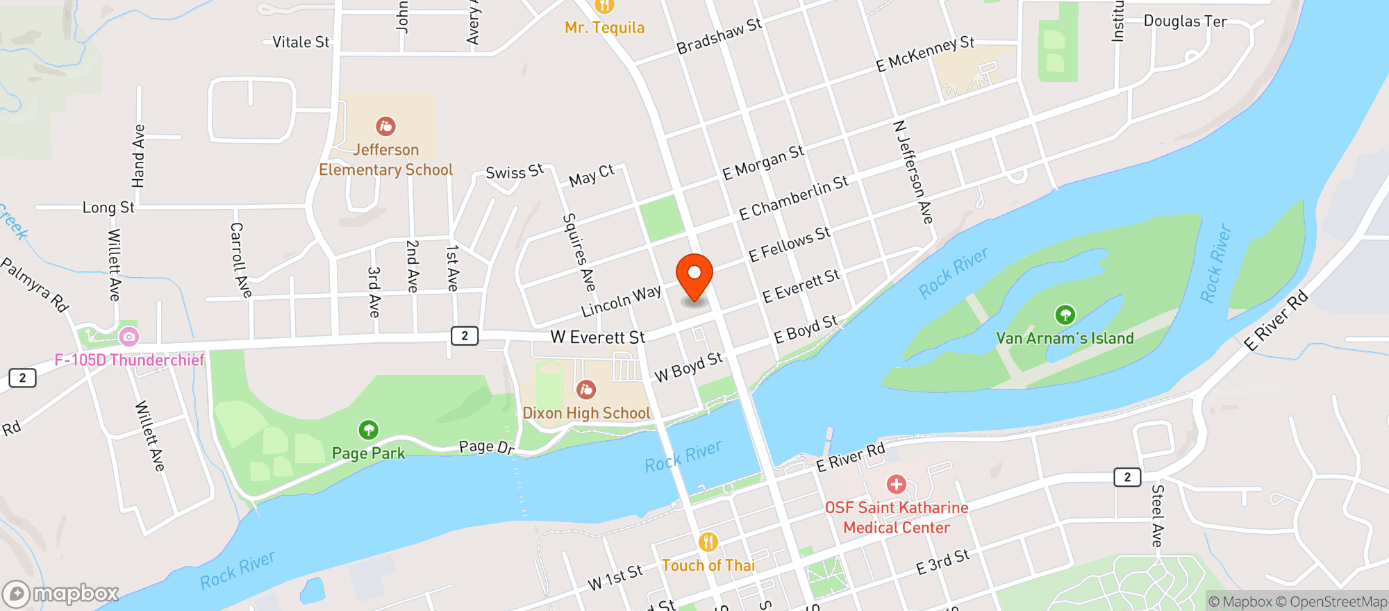 Map showing Dixon Snyders Pharmacy