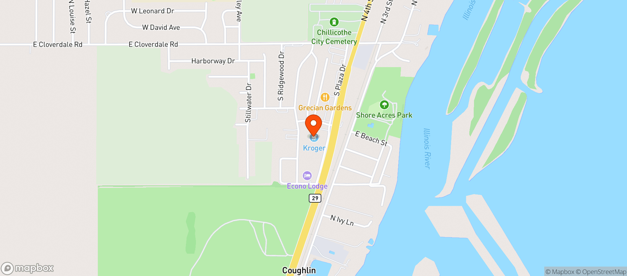Map showing Kroger
