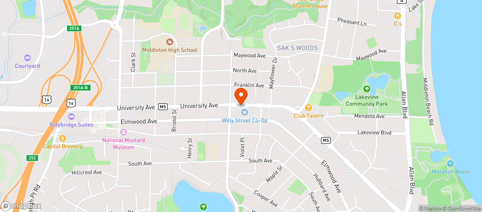Map showing Willy Street Co Op