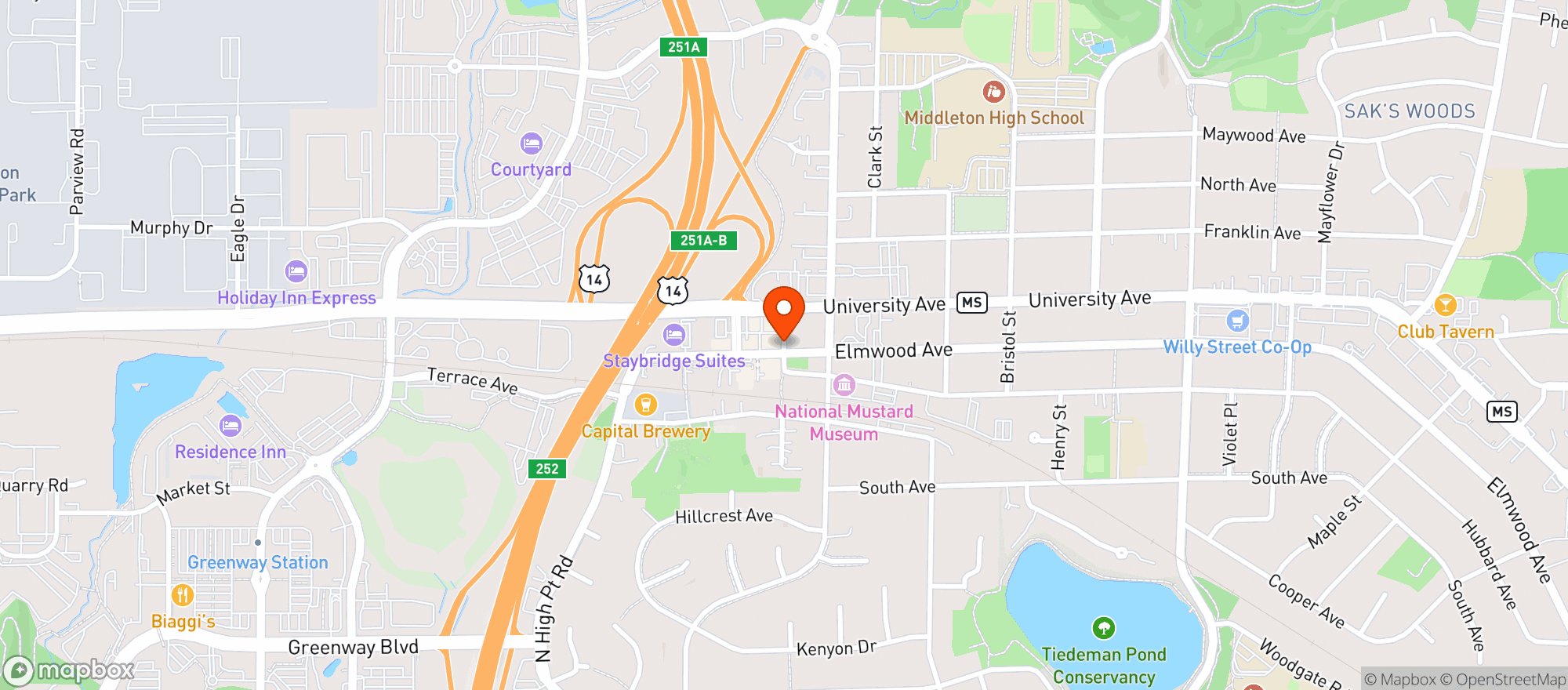 Map showing Compadres Mexican Restaurant