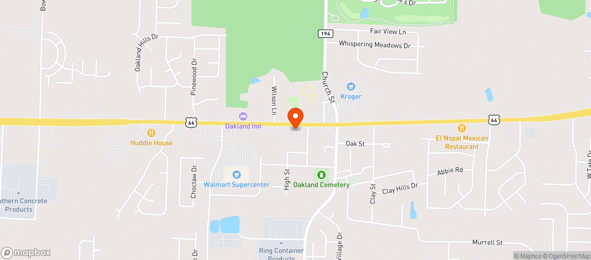 Map showing Hilltop Wine & Spirits
