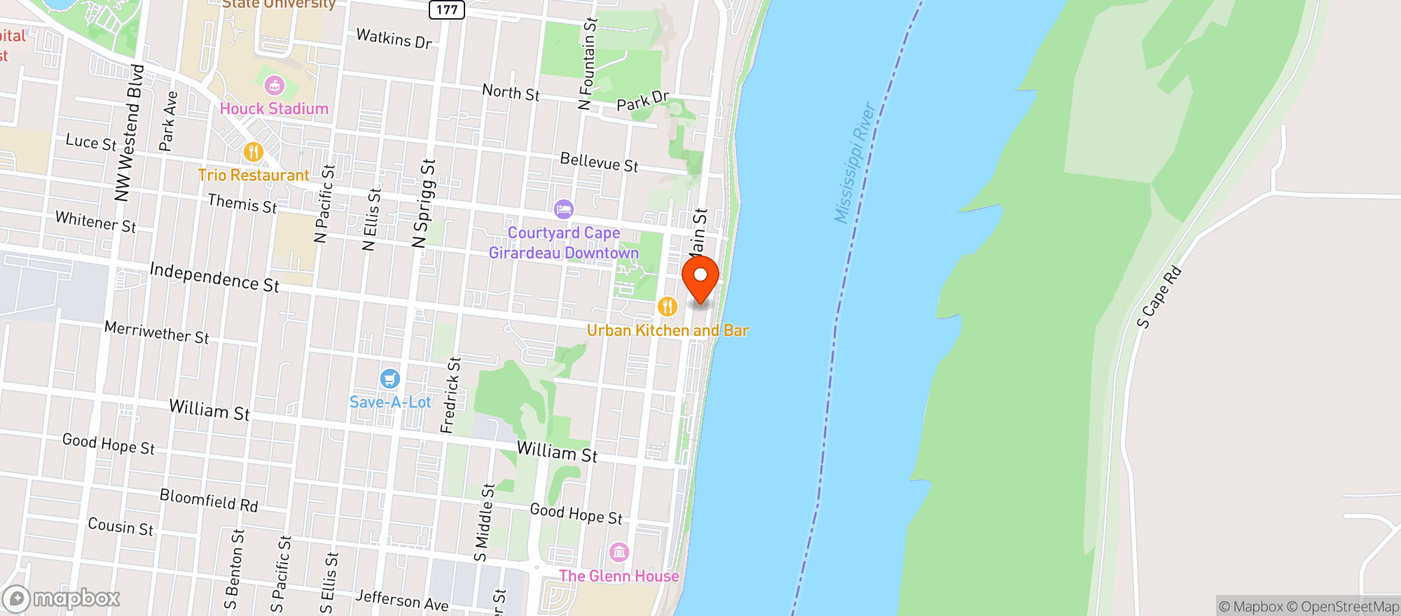 Map showing Blue Diamond Sports Bar & Grill