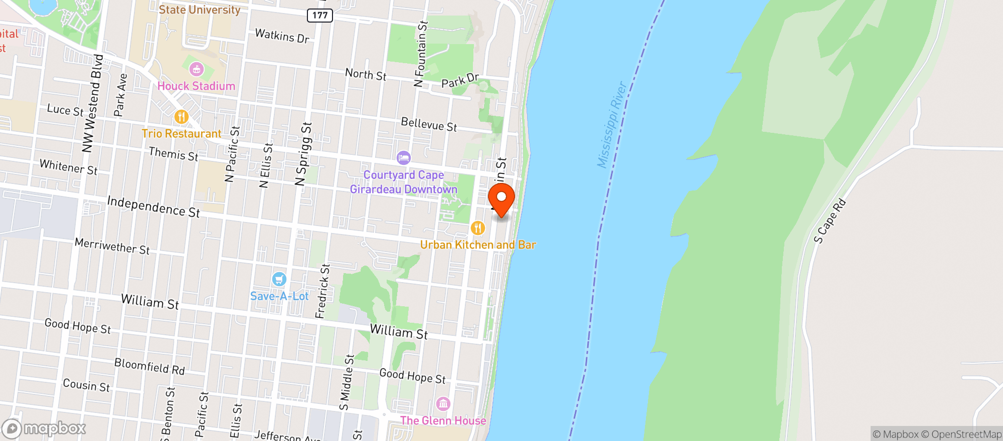 Map showing 36 Restaurant & Bar
