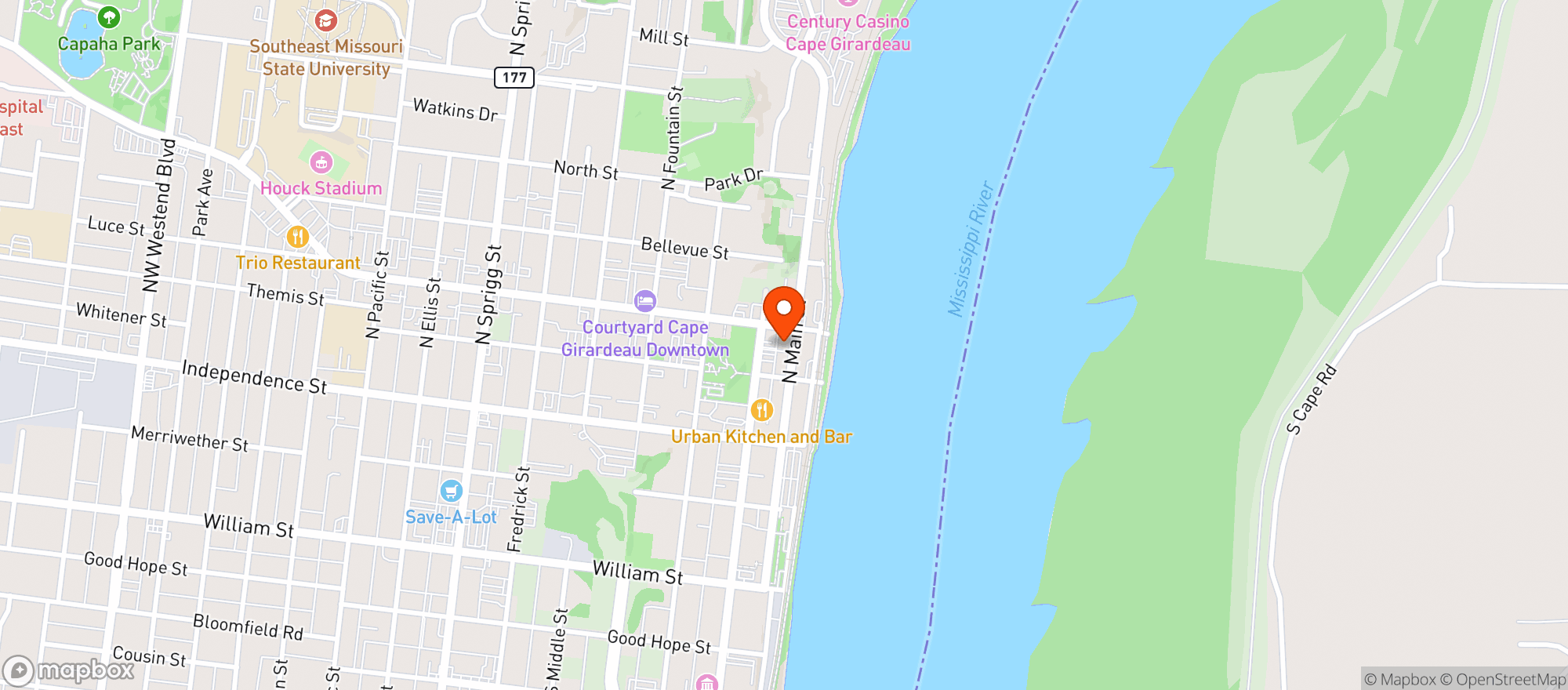Map showing Rude Dog Pub Inc