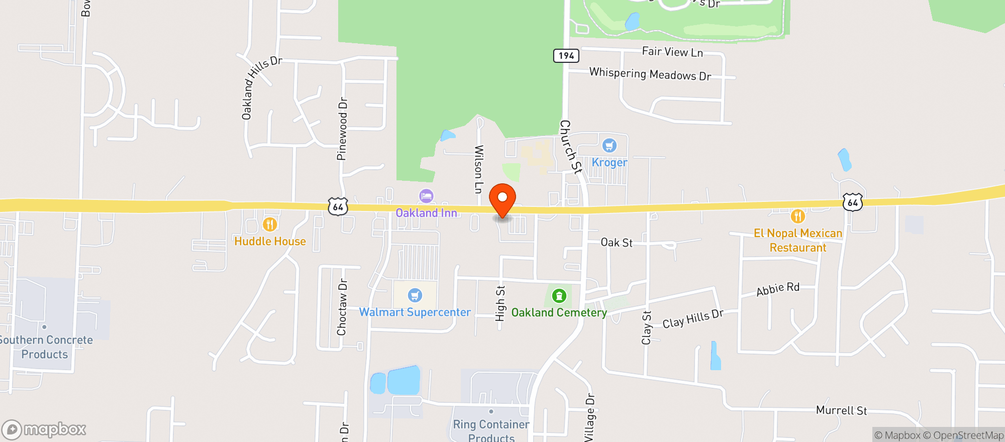Map showing Hilltop Wine & Spirits (Oaklan