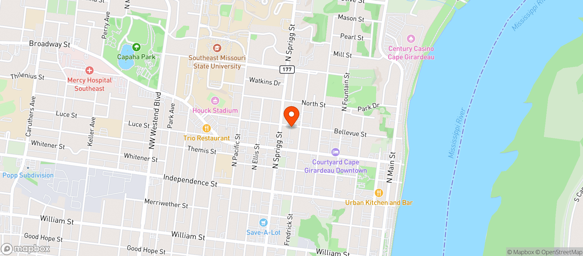 Map showing Celebrations Restaurant & Bar