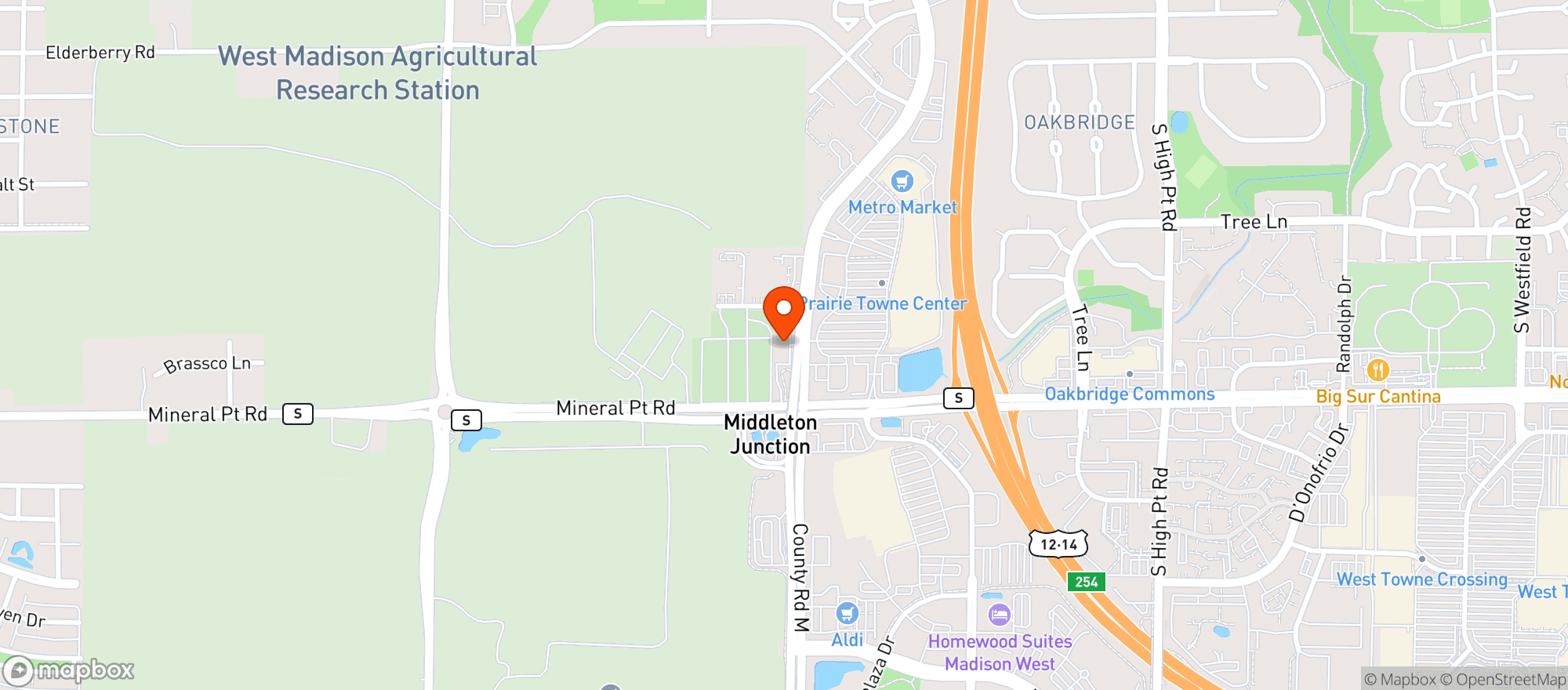 Map showing Steves Liquor
