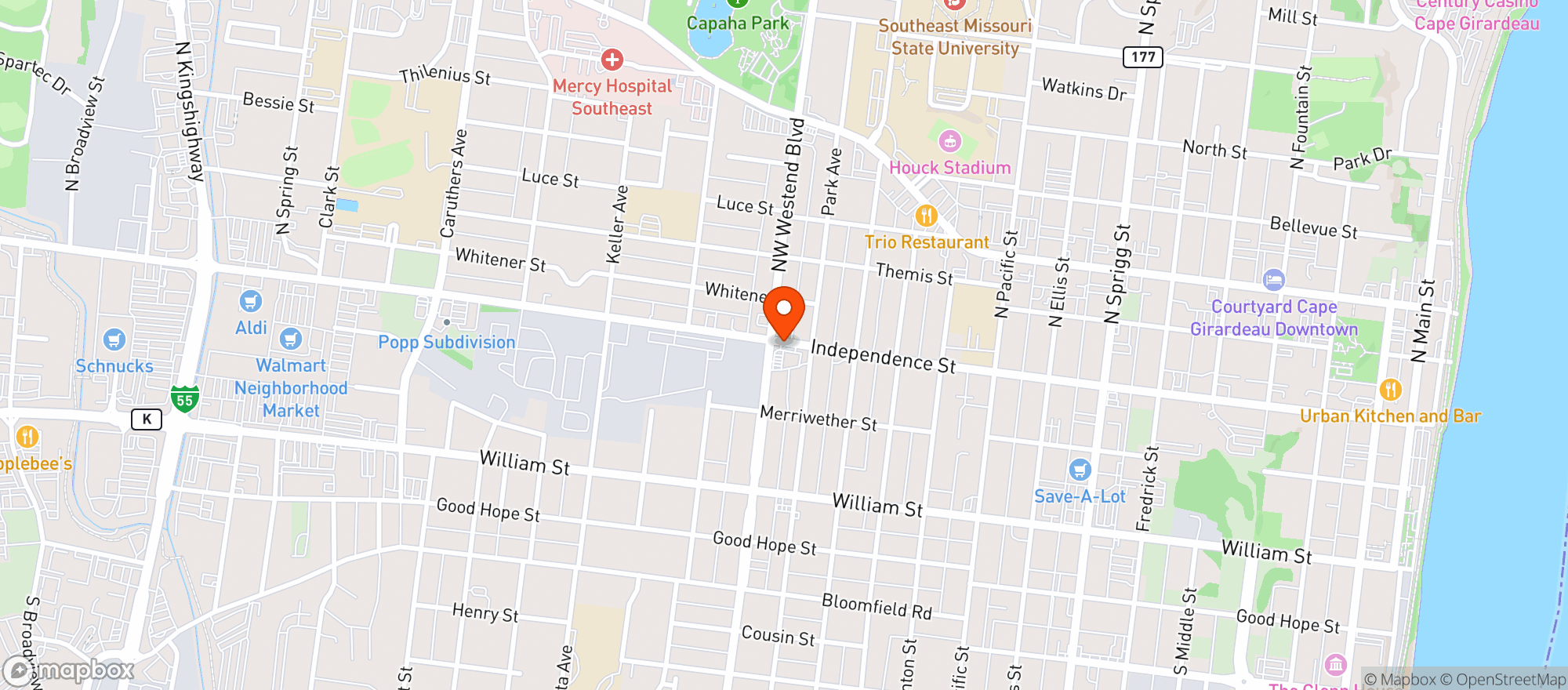 Map showing Rhodes 101 Convenience Stores