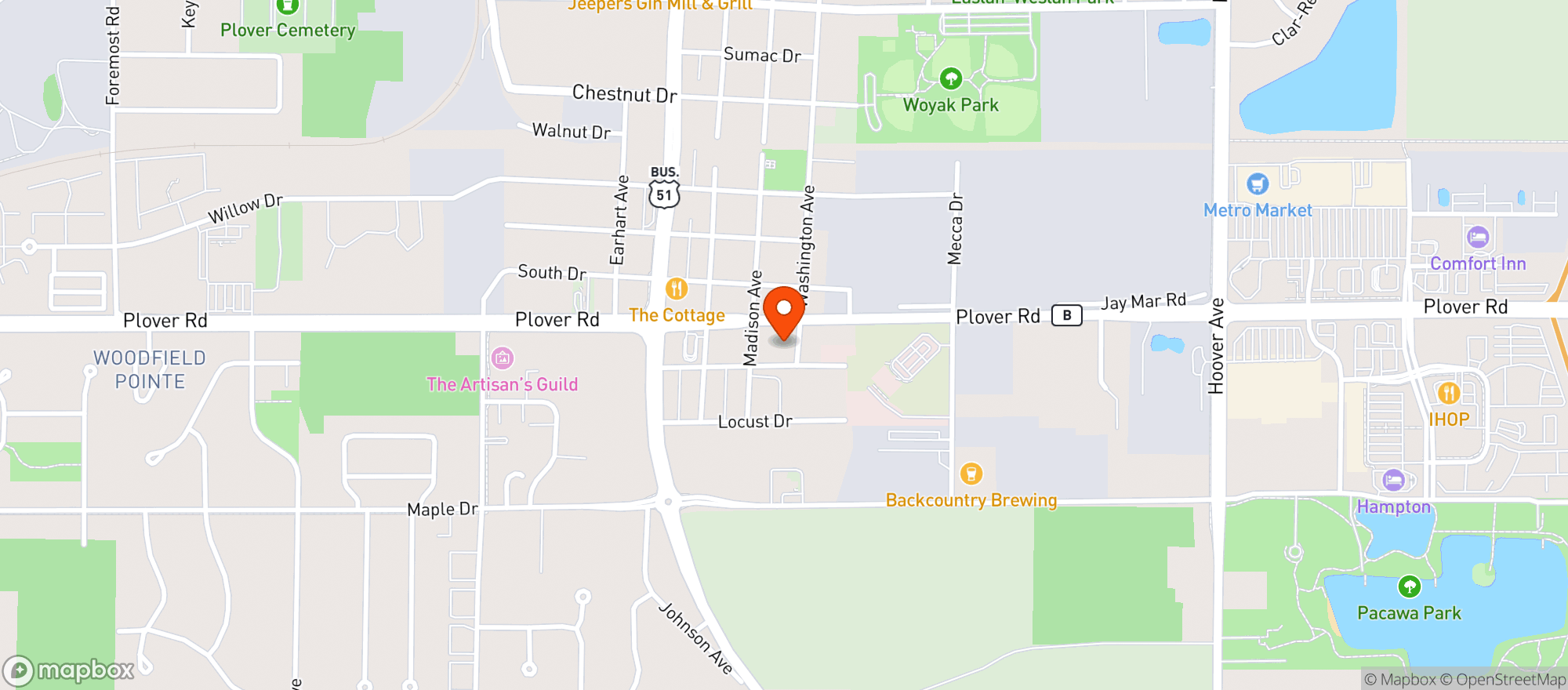 Map showing Kwik Trip #298-Plover Rd-Plover