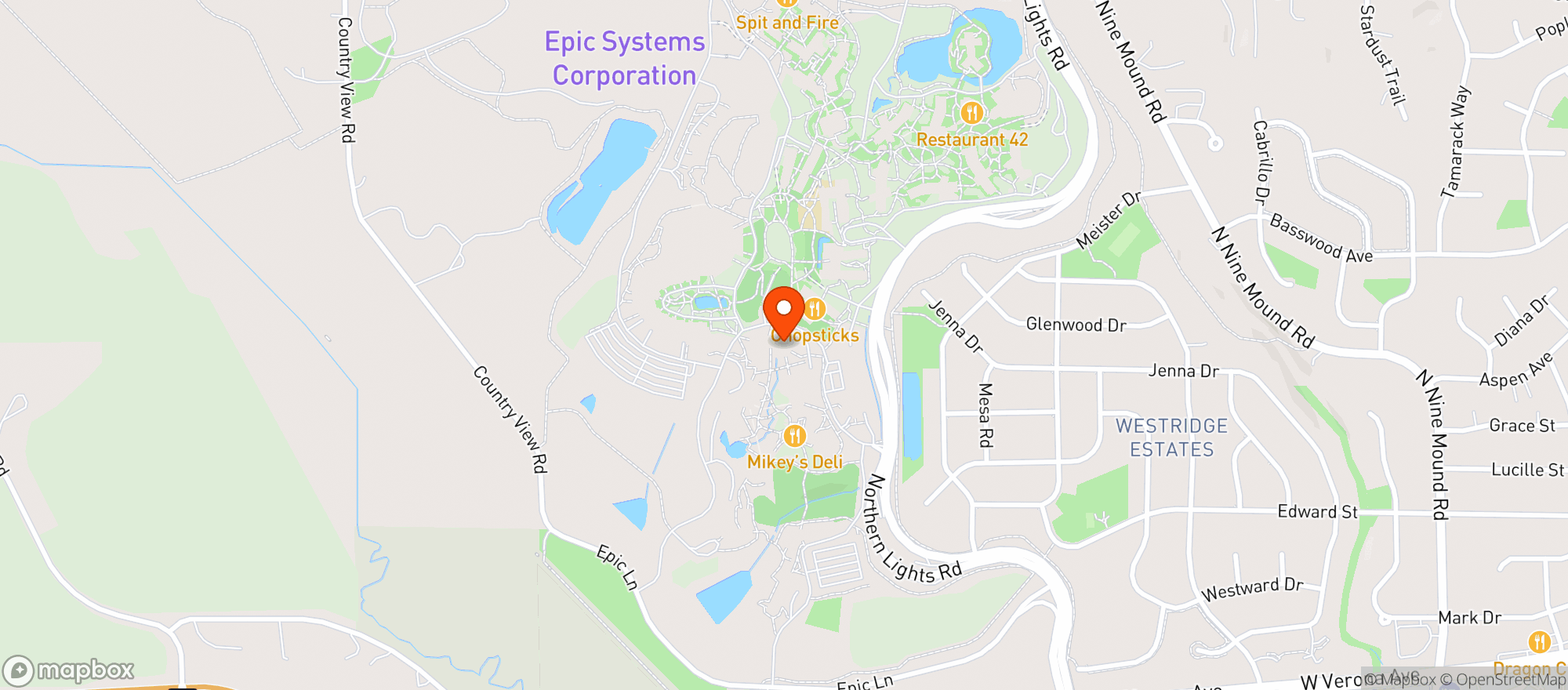 Map showing Epic Systems