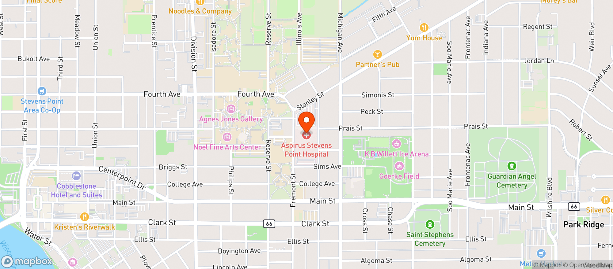 Map showing Ascension St. Michael's Hospital