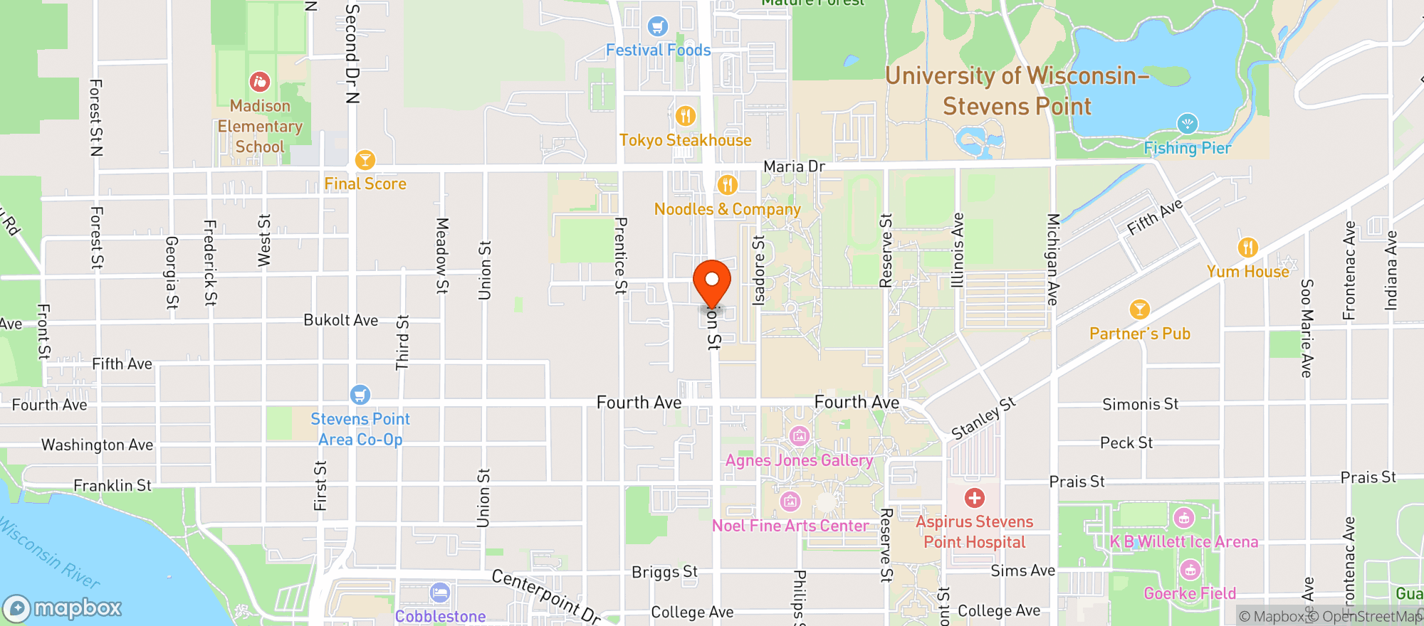 Map showing J R Liquor