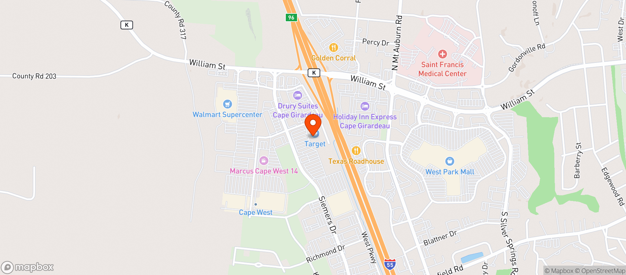 Map showing Target - Cape Girardeau