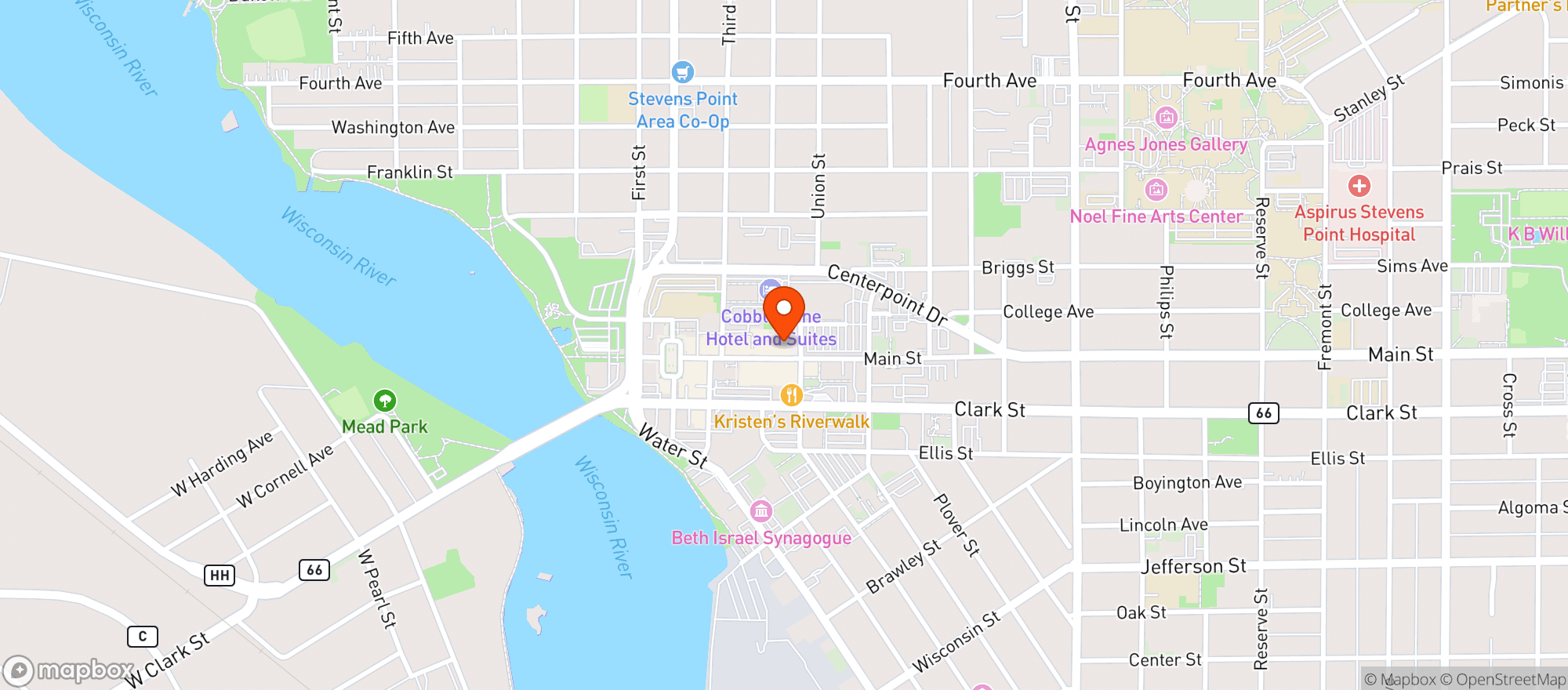 Map showing Guus On Main Street