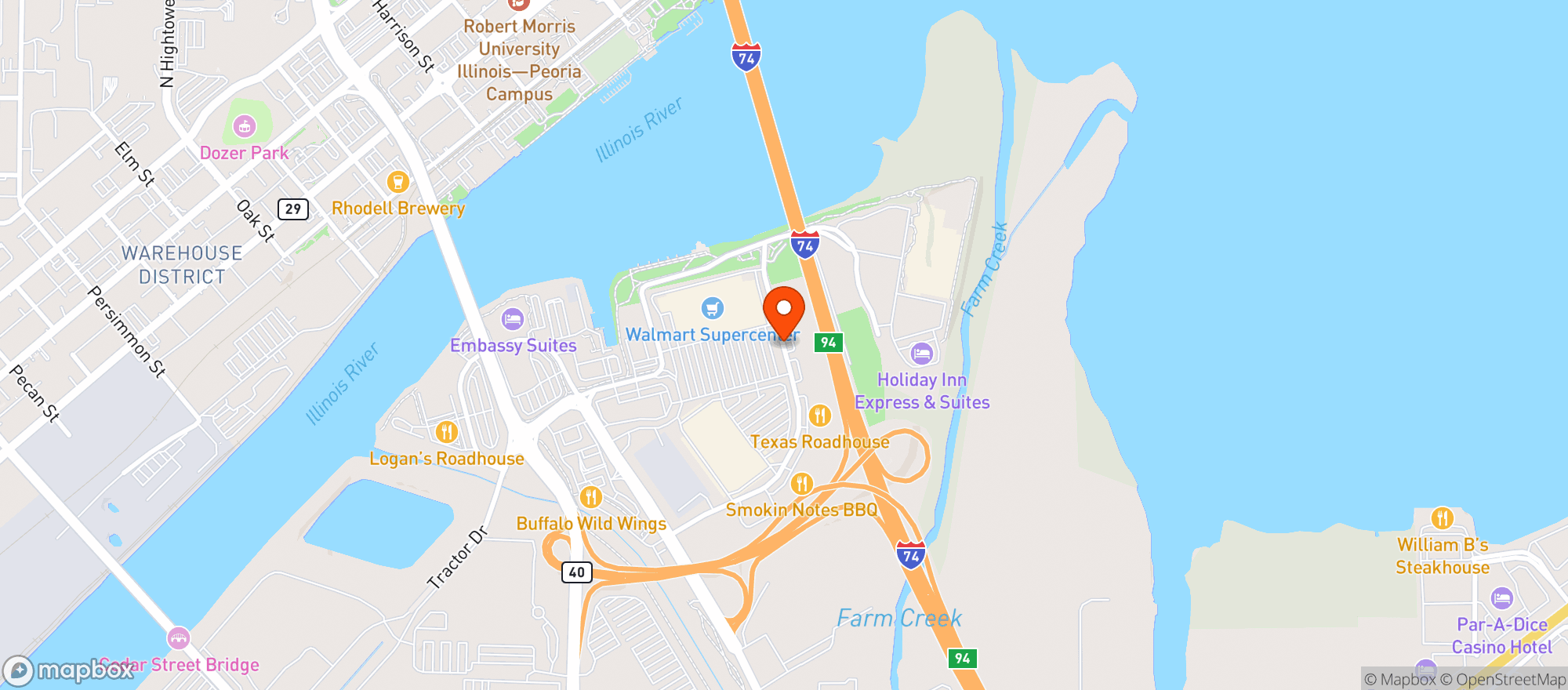 Map showing Los Charros Mexican Bar & Grill