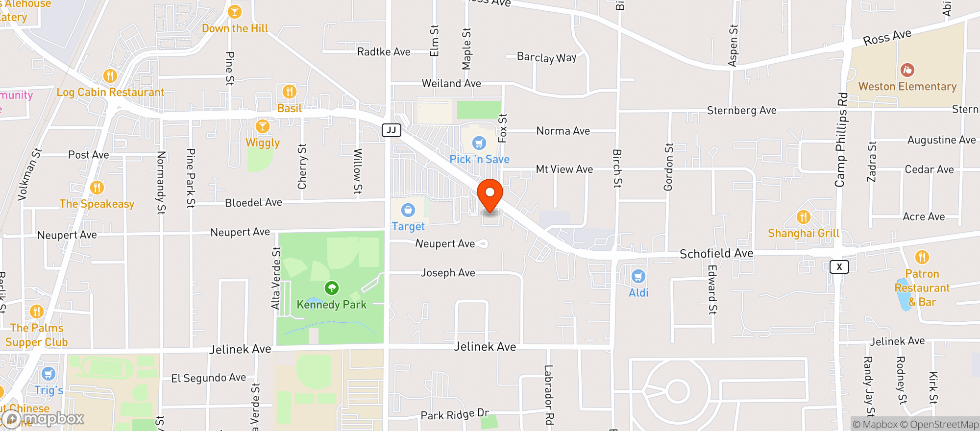 Map showing Weston Wine & Spirits