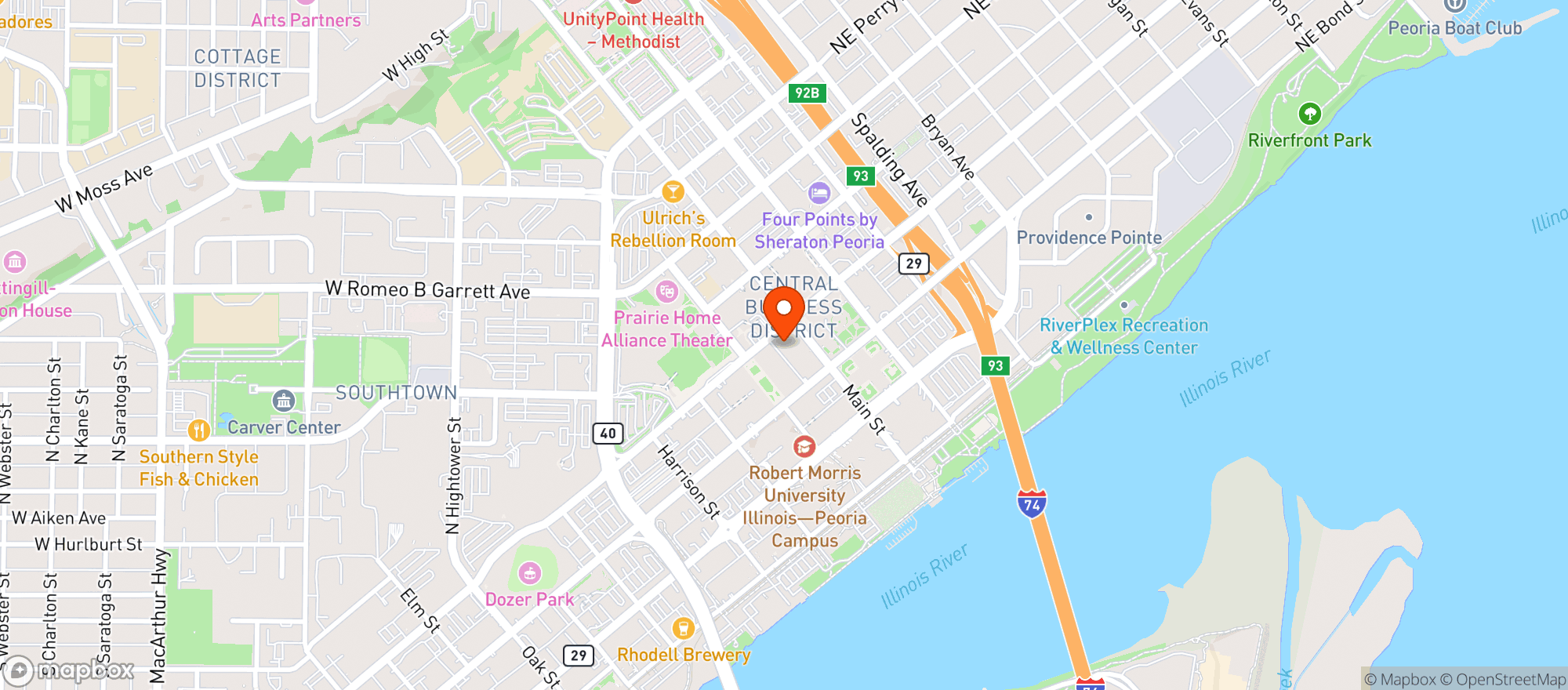 Map showing Kennys Westside Pub