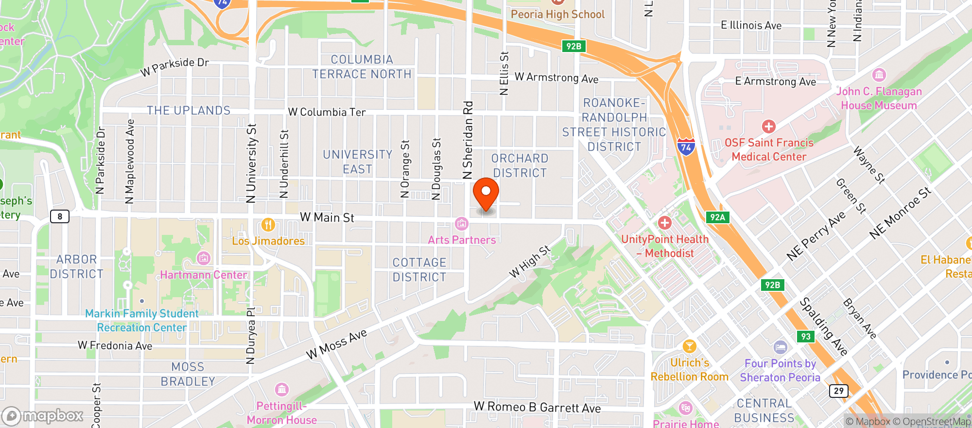 Map showing Main Street Liquors