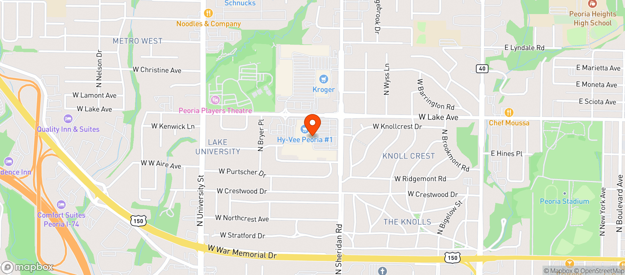 Map showing Hy Vee Food Store