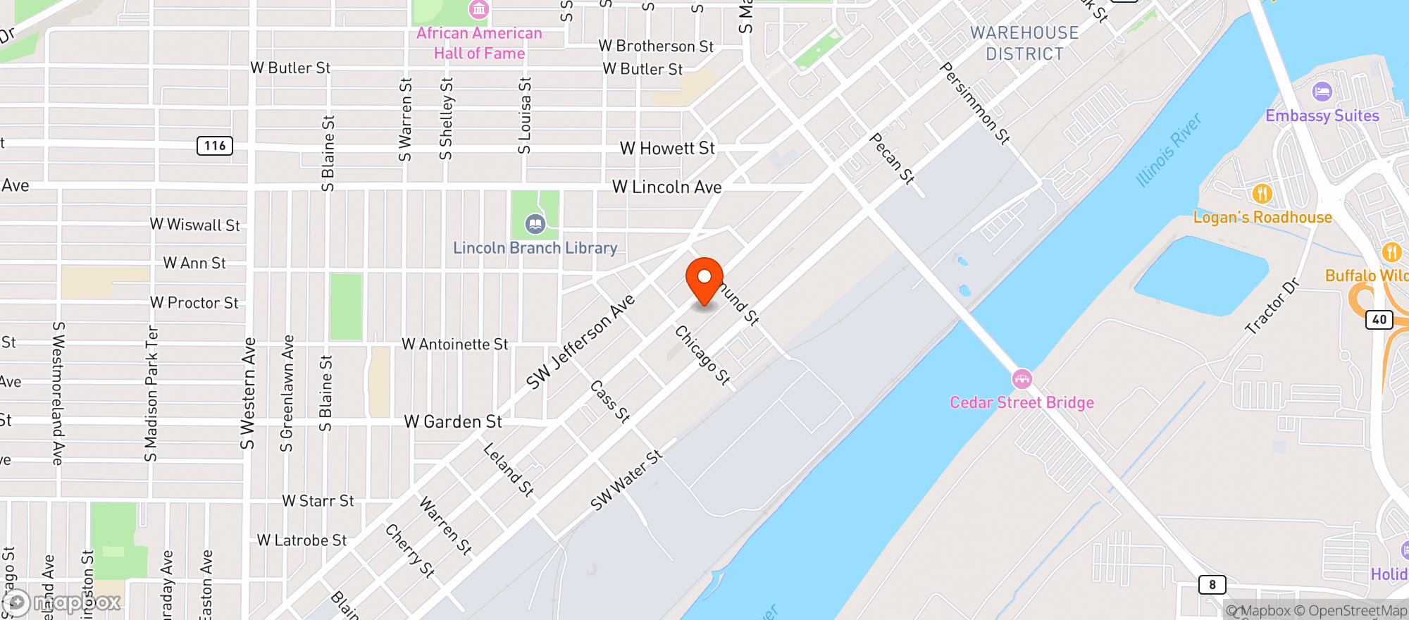 Map showing Ufs Downtown Outlet Center