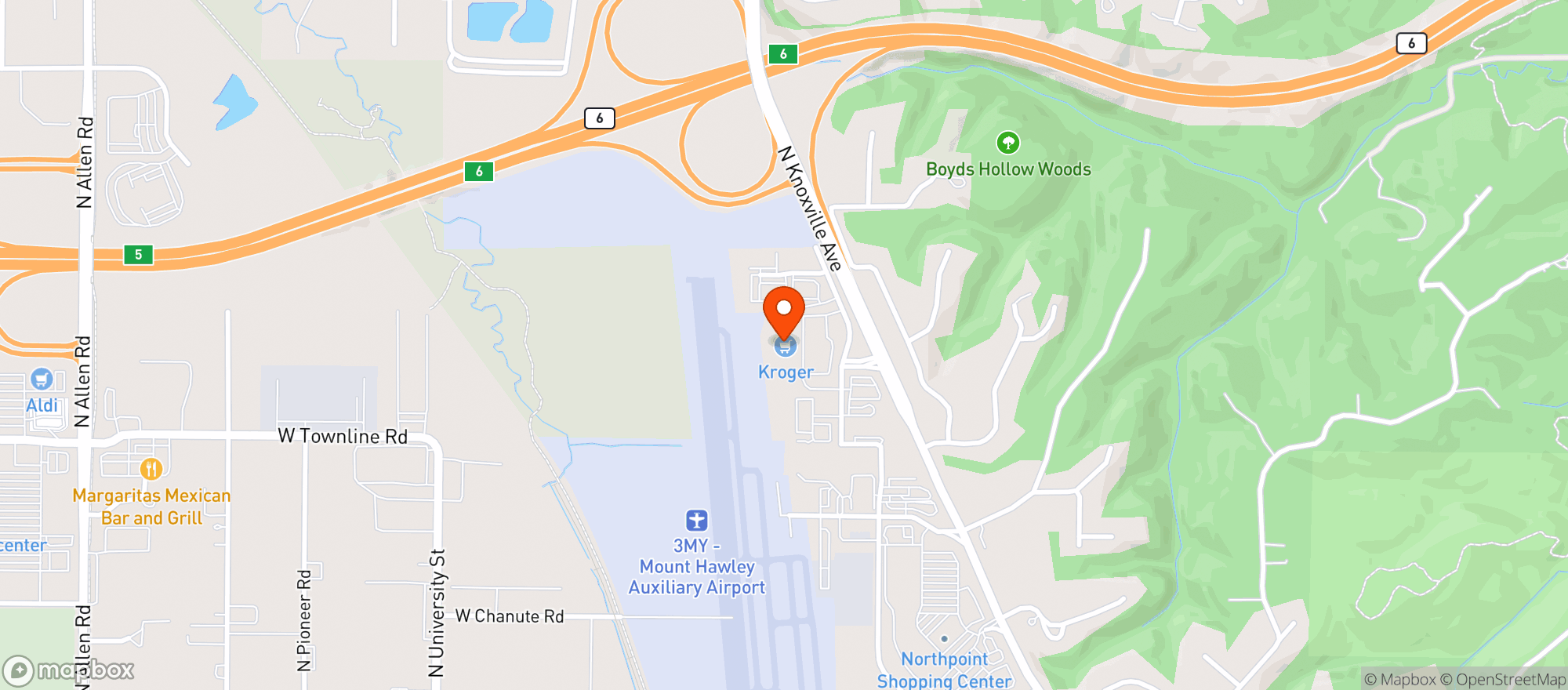 Map showing Central (021) - 00918 - Lindbergh Drive