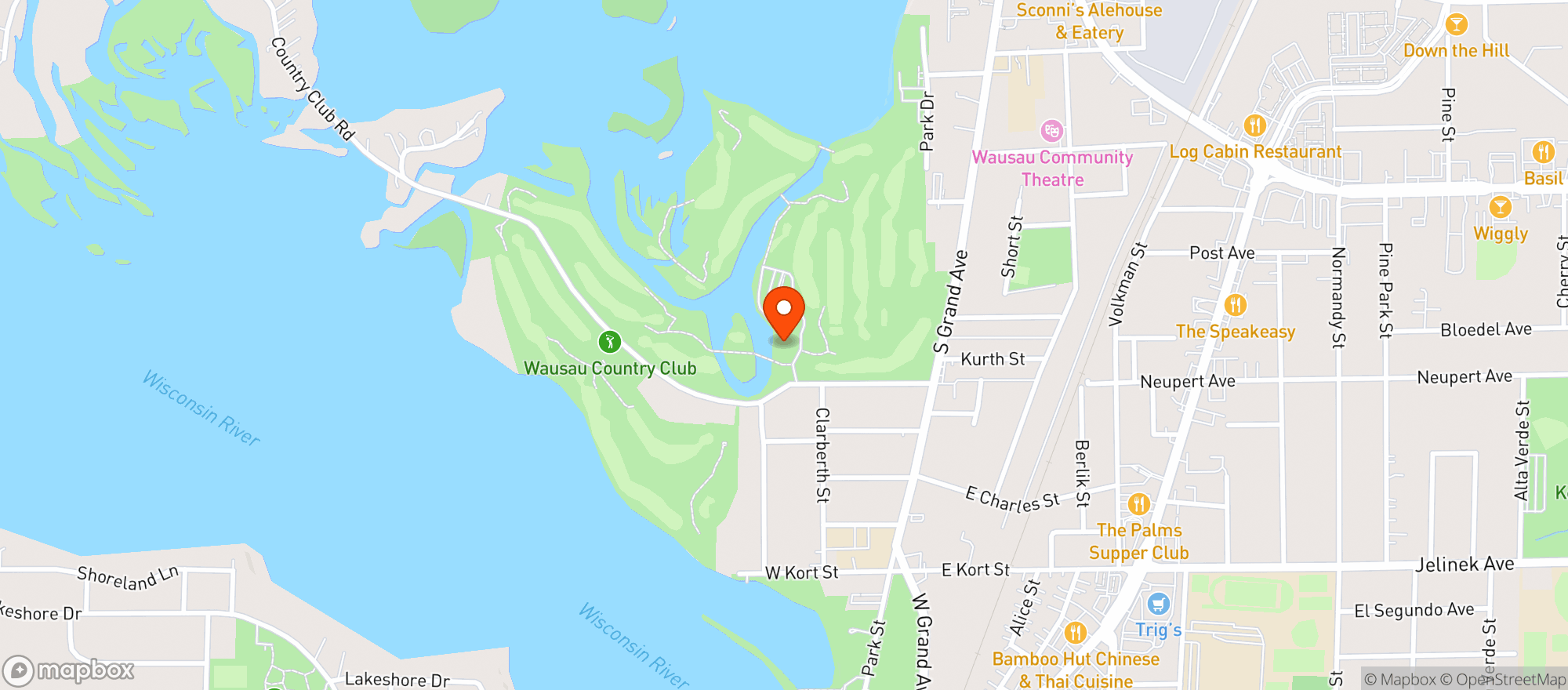Map showing Wausau Country Club