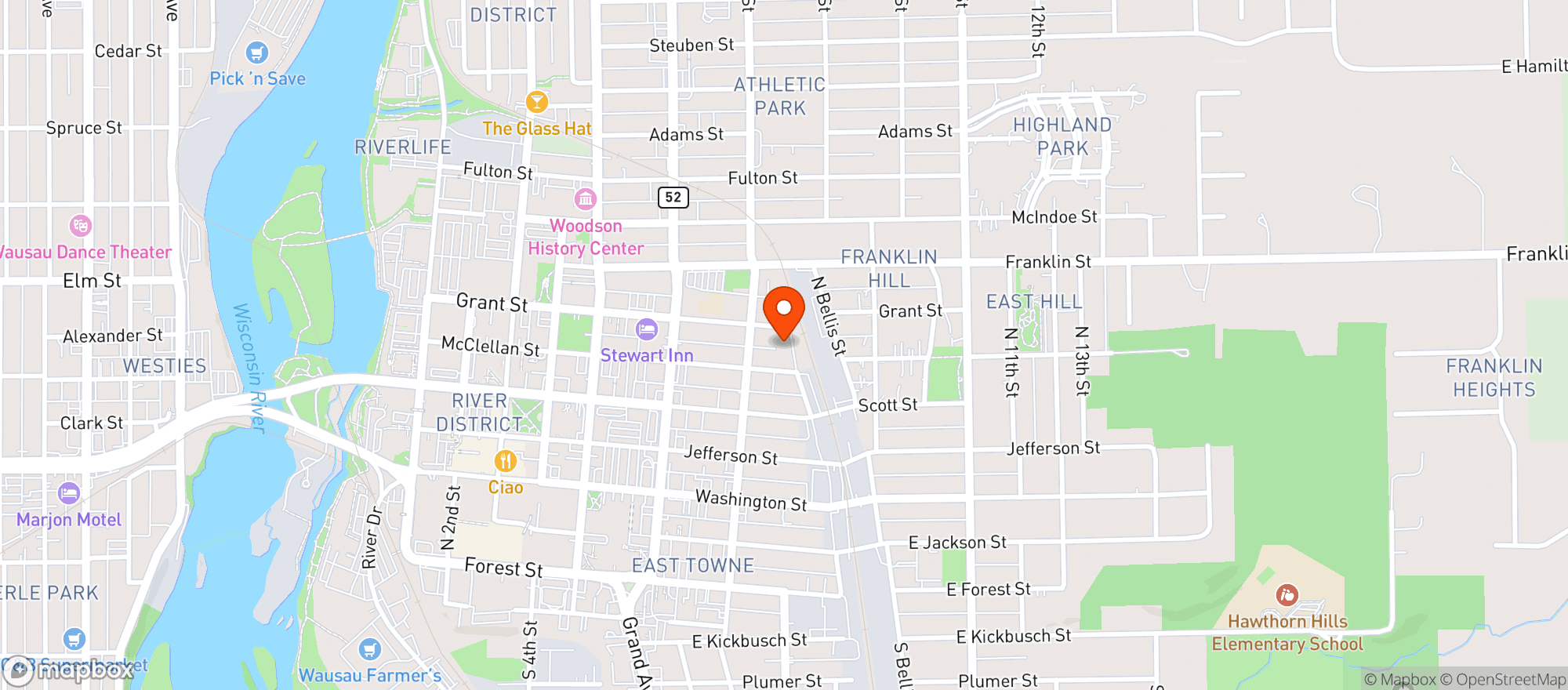 Map showing Hiawatha Sports Bar