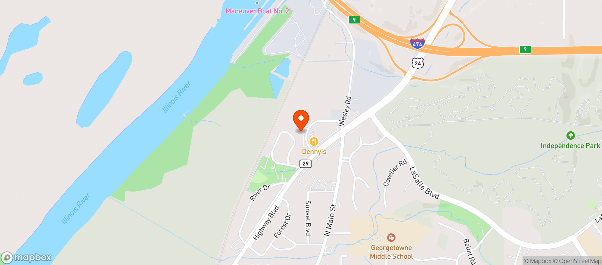 Map showing Rosati s Pizza - Pekin