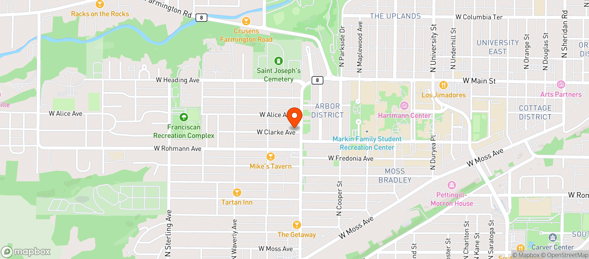 Map showing West Peoria Liquors