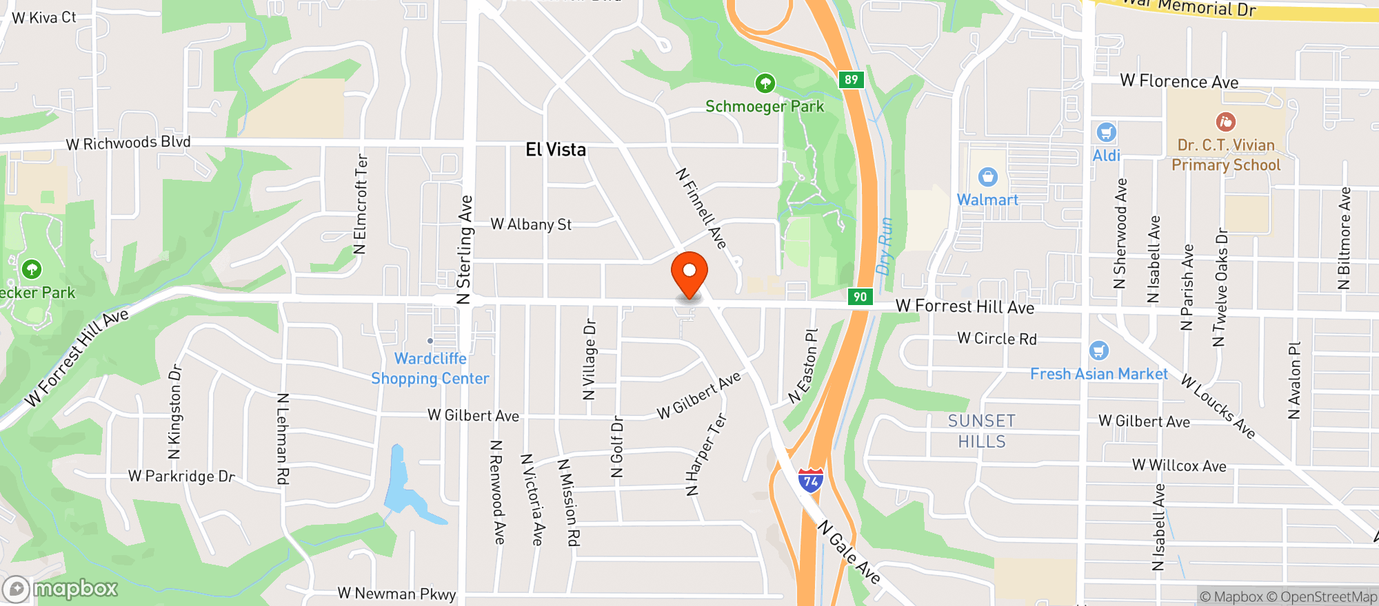 Map showing Forest Hill Liquors