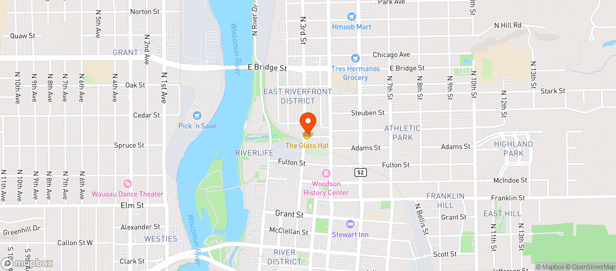Map showing Glass Hat The