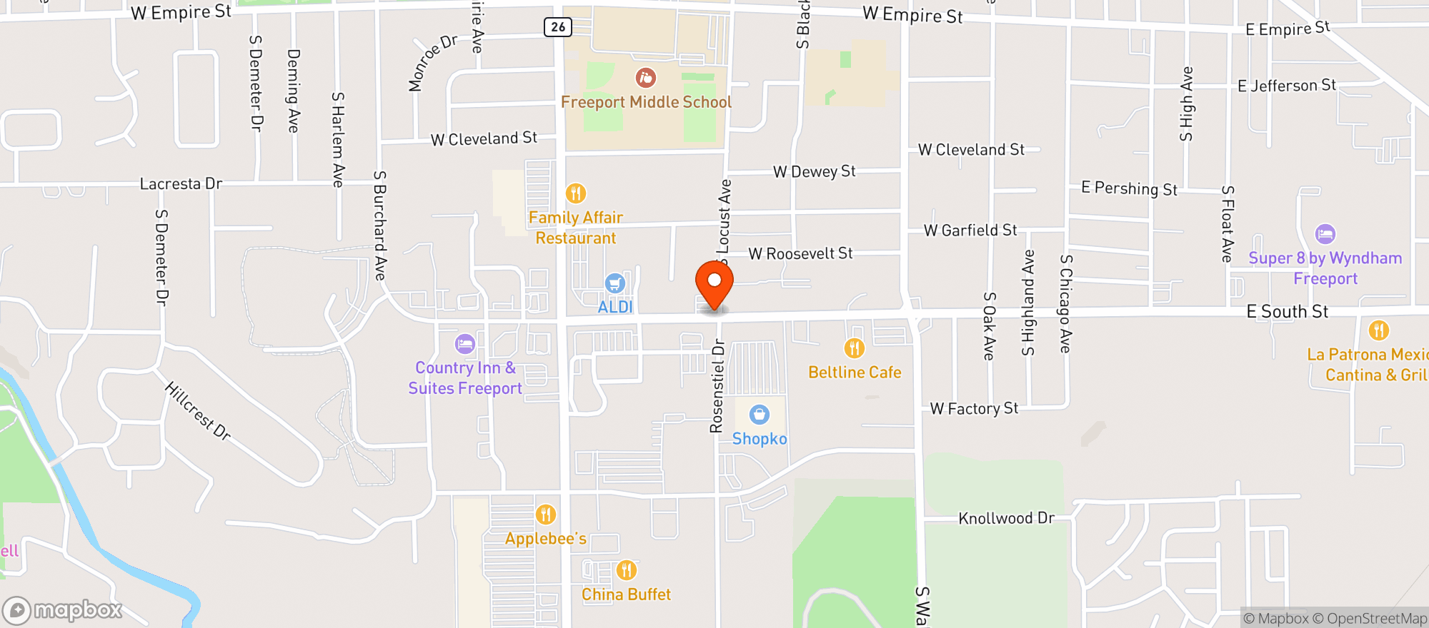 Map showing CIRCLE K #4701439