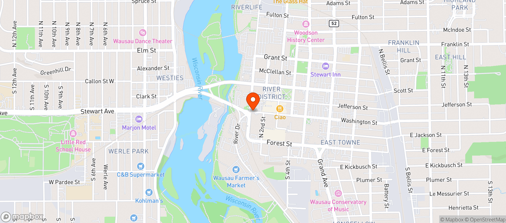 Map showing Hiawatha Sports Bar