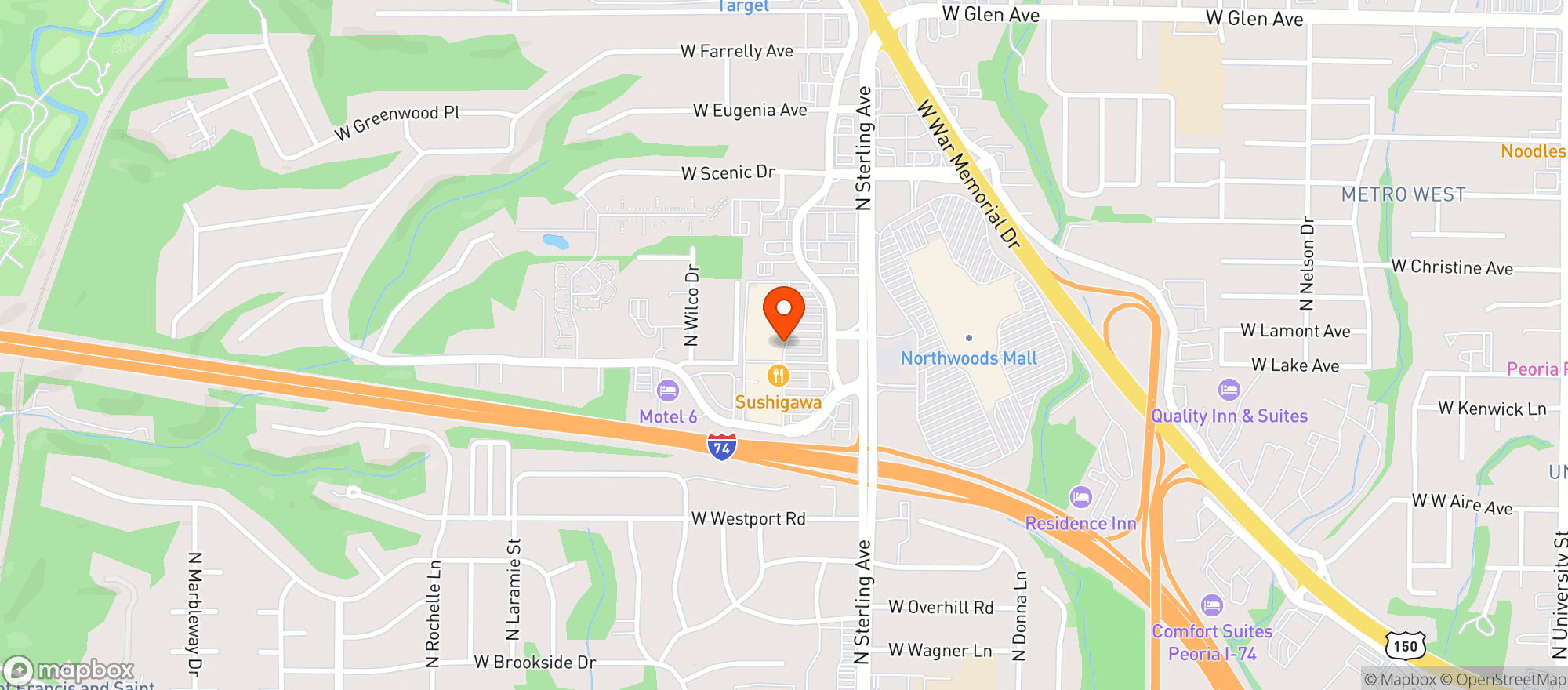 Map showing Binnys Beverage Depot