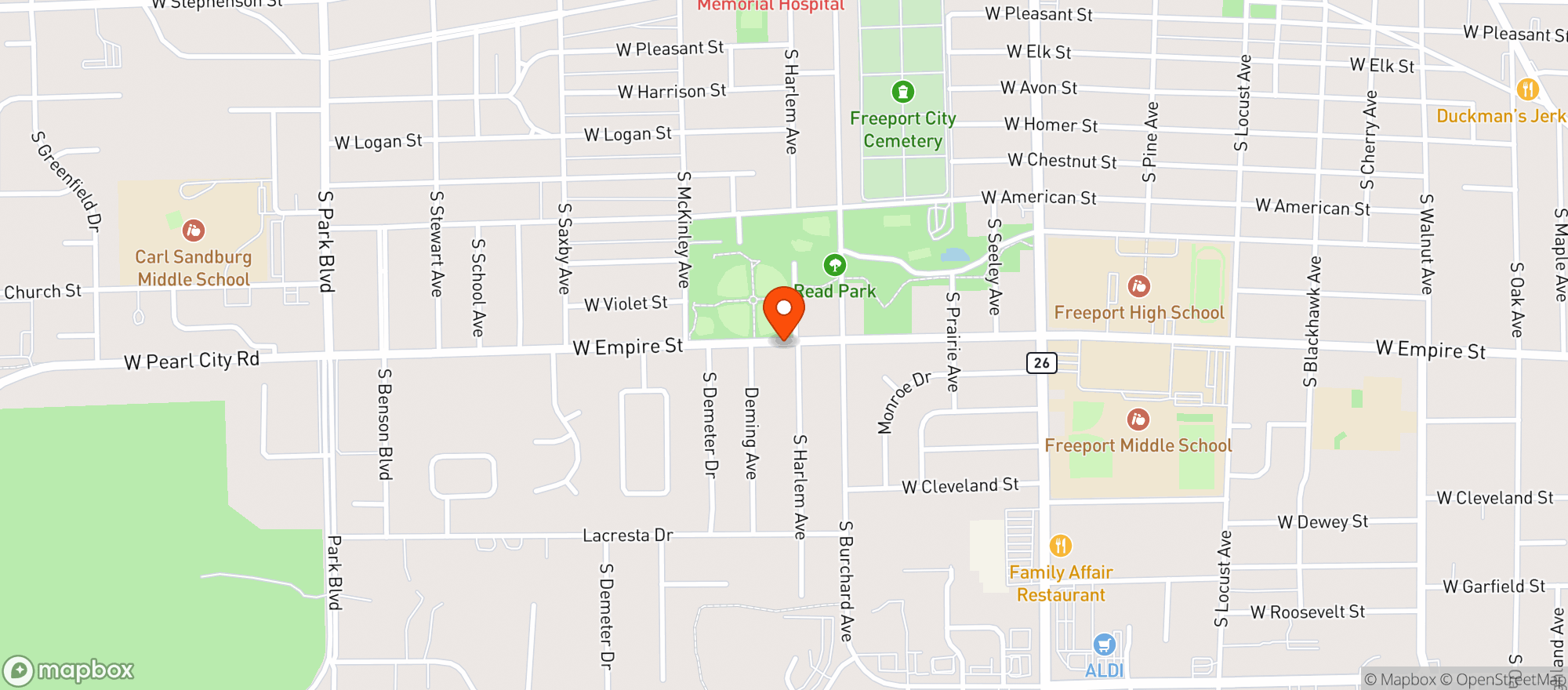 Map showing Cannovas Pizza