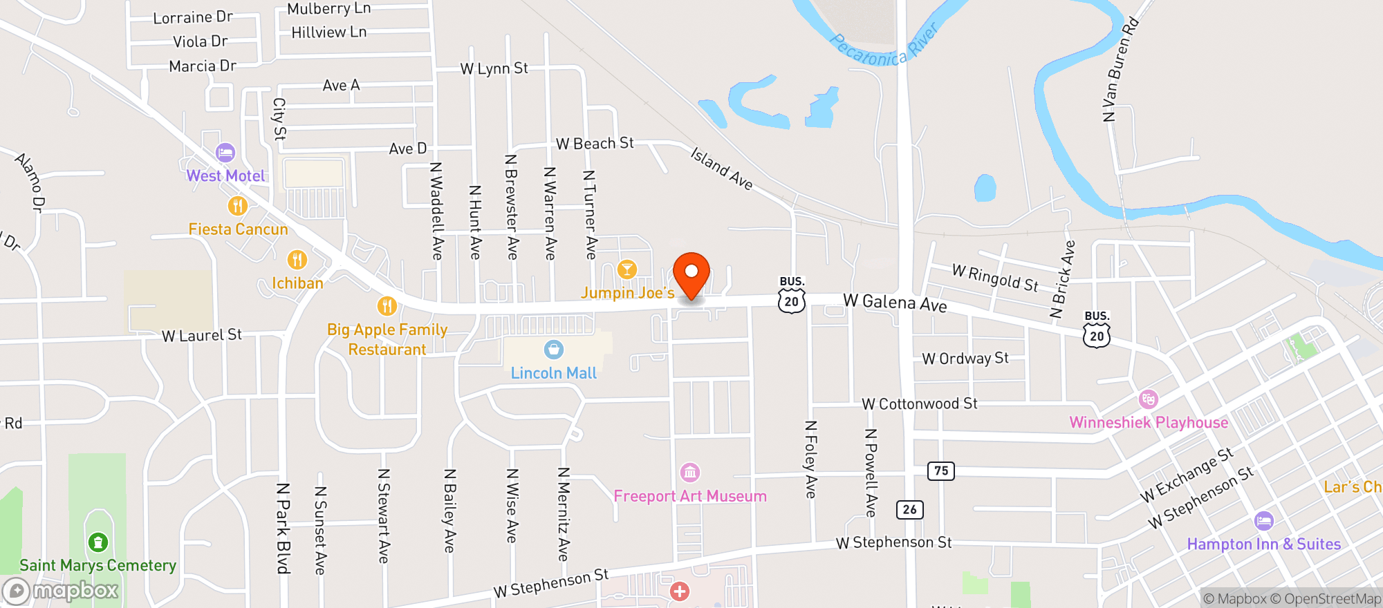 Map showing Janeys Lounge
