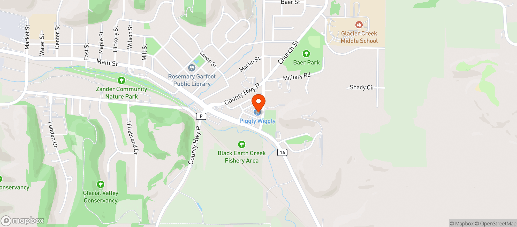 Map showing Piggly Wiggly #185