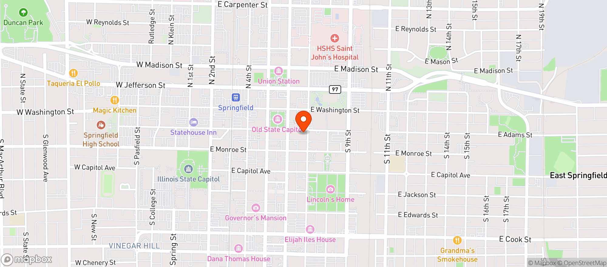 Map showing Ascend - Springfield Downtown