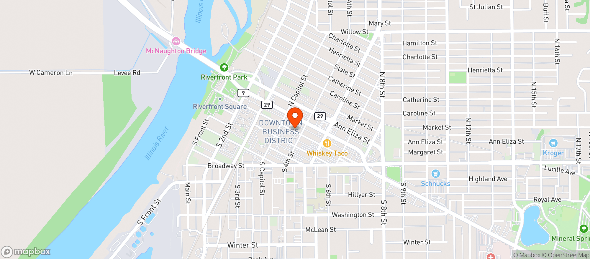 Map showing Asher's Bar & Grill