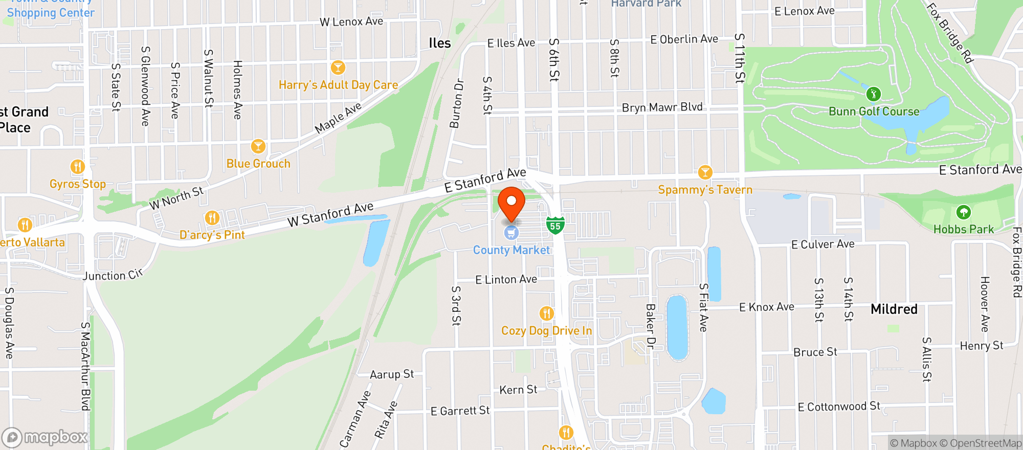 Map showing (CLOSED) County Market #227 6th St